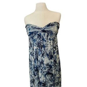Strapless Blue Floral Mini Dress